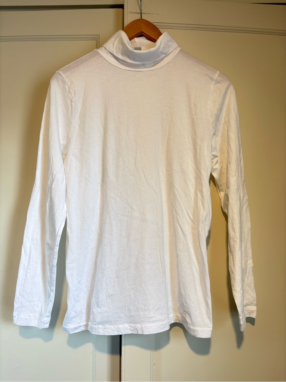 J. Crew White Cotton Long Sleeve Turtleneck